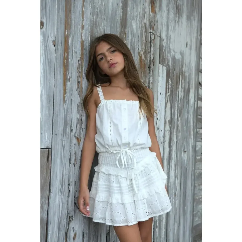 Katie J NYC Willow Tween Lace Top Baby Blue NEW Size Large 12